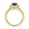 Jordana - 14K Yellow Gold Oval Halo Sapphire and Diamond Engagement Ring - 0.19 ct