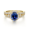 Nayana - 14K Yellow Gold Oval Halo Sapphire and Diamond Engagement Ring - 0.5 ct
