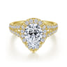 James - 14K Yellow Gold Pear Shape Halo Diamond Engagement Ring - 0.89 ct