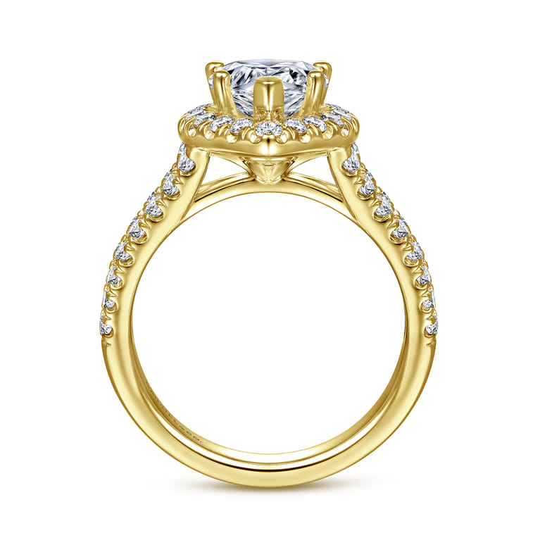 James - 14K Yellow Gold Pear Shape Halo Diamond Engagement Ring - 0.89 ct - Shot 2