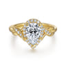 Shae - Vintage Inspired 14K Yellow Gold Pear Shape Halo Diamond Engagement Ring - 0.17 ct