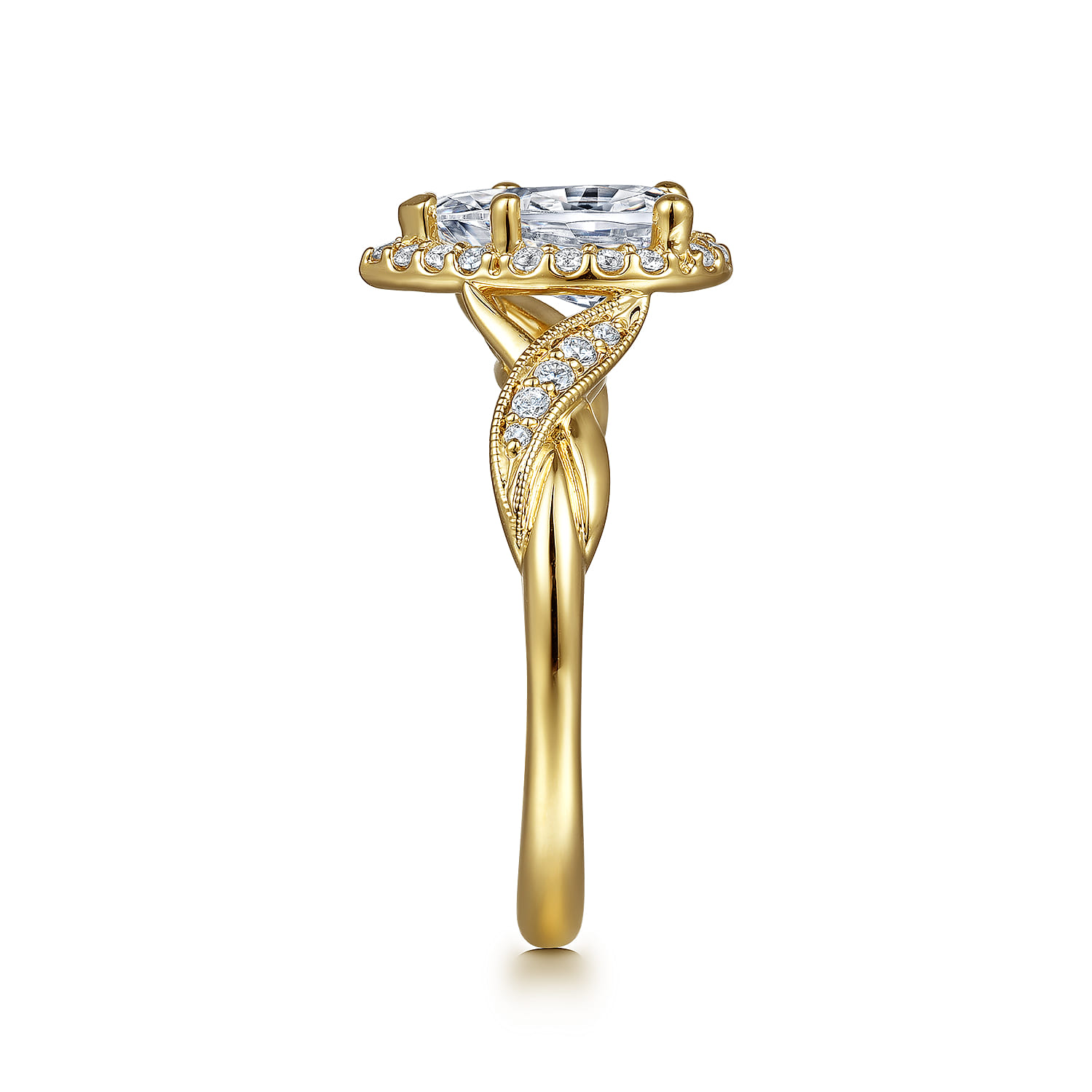 Shae - Vintage Inspired 14K Yellow Gold Pear Shape Halo Diamond Engagement Ring - 0.17 ct - Shot 5