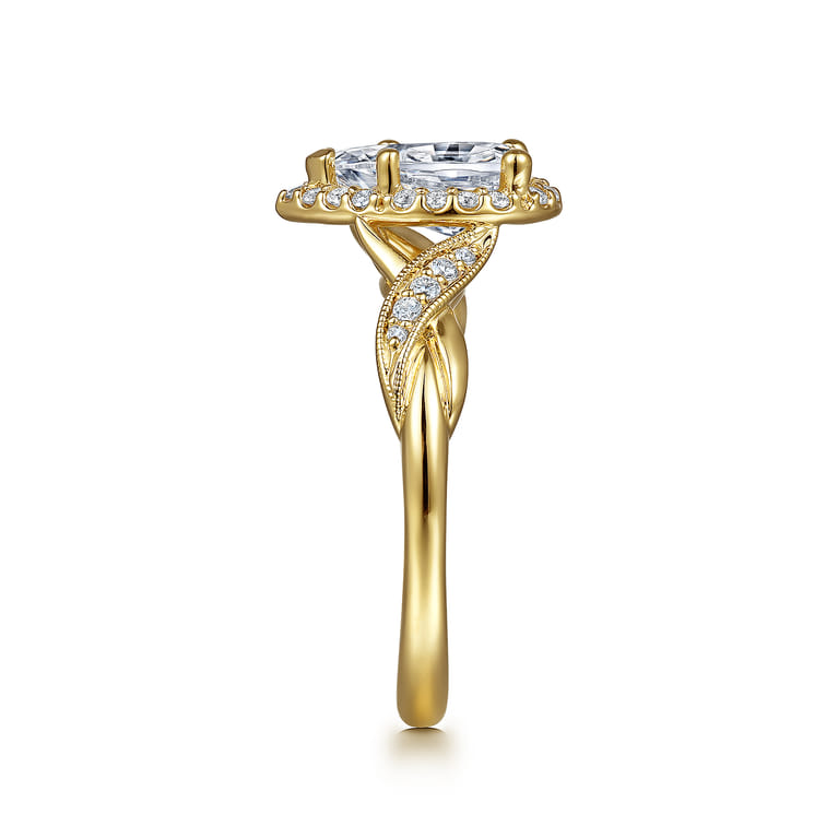 Shae - Vintage Inspired 14K Yellow Gold Pear Shape Halo Diamond Engagement Ring - 0.17 ct - Shot 5