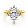 Emarie - 14K Yellow Gold Pear Shape Halo Diamond Engagement Ring - 0.7 ct