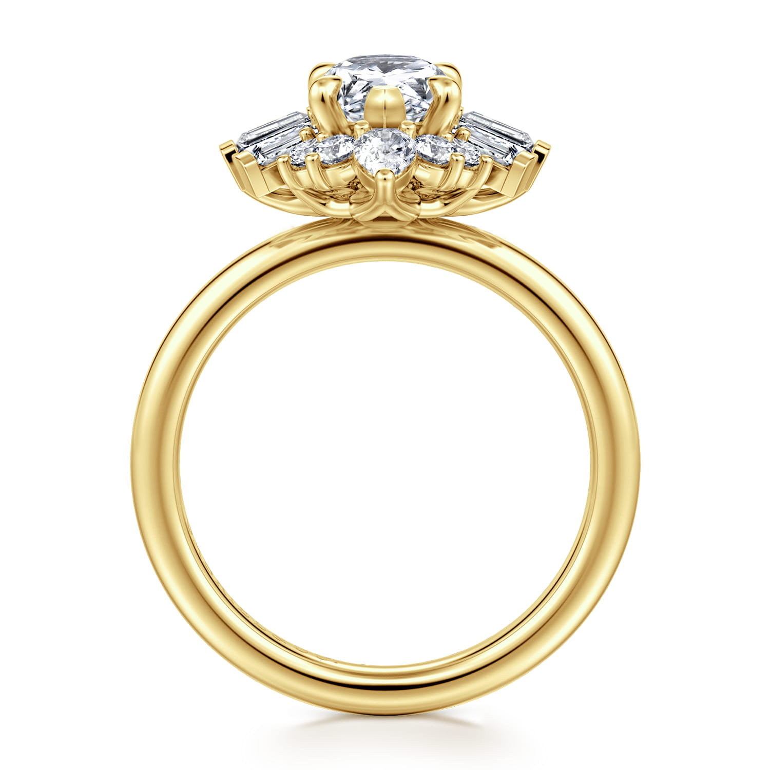 Emarie - 14K Yellow Gold Pear Shape Halo Diamond Engagement Ring - 0.7 ct - Shot 2