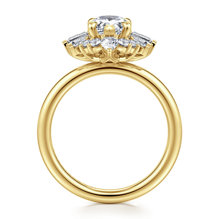 Emarie - 14K Yellow Gold Pear Shape Halo Diamond Engagement Ring - 0.7 ct - Shot 2