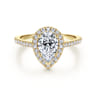 Carly - 14K Yellow Gold Pear Shape Halo Diamond Engagement Ring - 0.31 ct