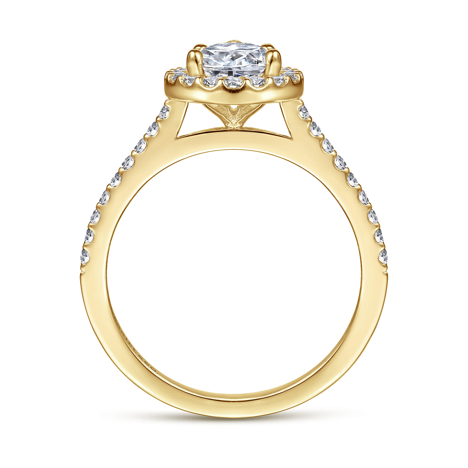 Carly - 14K Yellow Gold Pear Shape Halo Diamond Engagement Ring - 0.31 ct - Shot 2