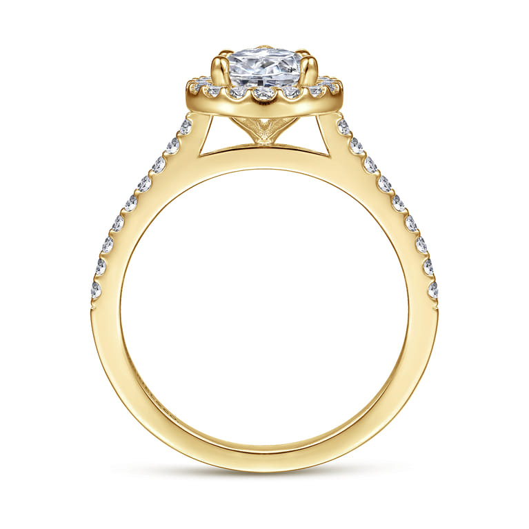 Carly - 14K Yellow Gold Pear Shape Halo Diamond Engagement Ring - 0.31 ct - Shot 2