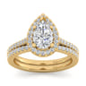 Carly - 14K Yellow Gold Pear Shape Halo Diamond Engagement Ring - 0.31 ct