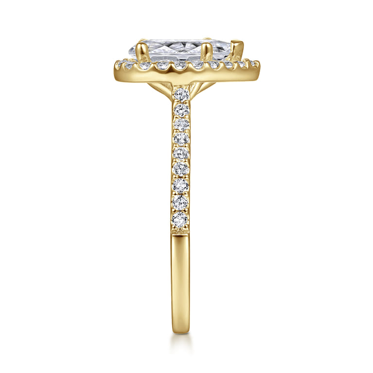Carly - 14K Yellow Gold Pear Shape Halo Diamond Engagement Ring - 0.31 ct - Shot 5
