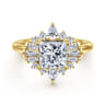 Emarie - 14K Yellow Gold Princess Halo Diamond Engagement Ring - 0.65 ct