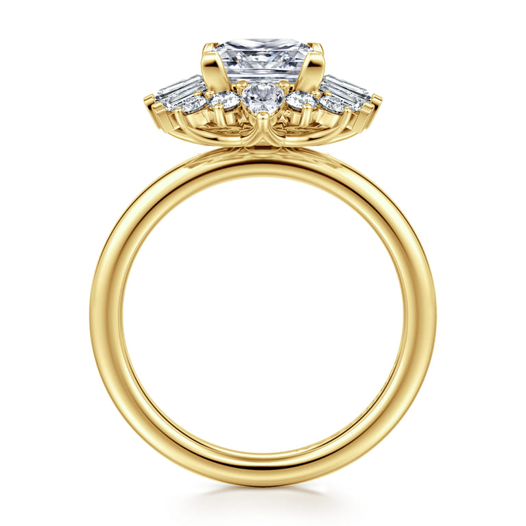 Emarie - 14K Yellow Gold Princess Halo Diamond Engagement Ring - 0.65 ct - Shot 2