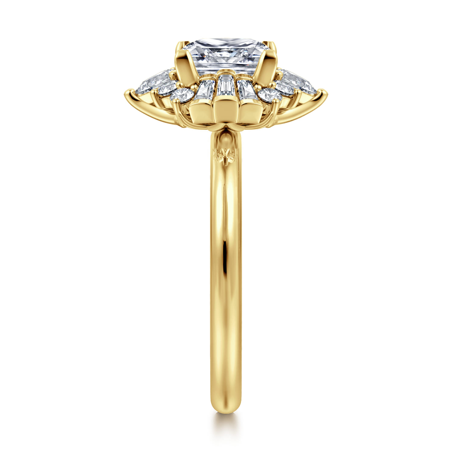 Emarie - 14K Yellow Gold Princess Halo Diamond Engagement Ring - 0.65 ct - Shot 4