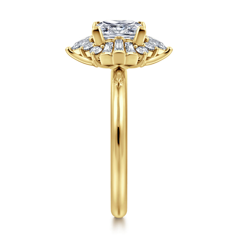 Emarie - 14K Yellow Gold Princess Halo Diamond Engagement Ring - 0.65 ct - Shot 4