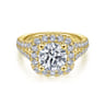 James - 14K Yellow Gold Cushion Halo Round Diamond Engagement Ring - 0.97 ct