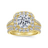 James - 14K Yellow Gold Cushion Halo Round Diamond Engagement Ring - 0.97 ct
