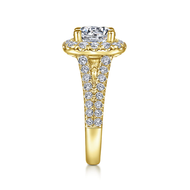 James - 14K Yellow Gold Cushion Halo Round Diamond Engagement Ring - 0.97 ct - Shot 5