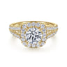 James - 14K Yellow Gold Cushion Halo Round Diamond Engagement Ring - 0.78 ct