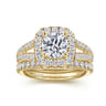 James - 14K Yellow Gold Cushion Halo Round Diamond Engagement Ring - 0.78 ct
