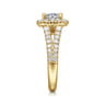 James - 14K Yellow Gold Cushion Halo Round Diamond Engagement Ring - 0.78 ct