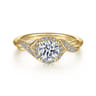 Shae - Vintage Inspired 14K Yellow Gold Round Halo Diamond Engagement Ring - 0.13 ct