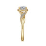 Shae - Vintage Inspired 14K Yellow Gold Round Halo Diamond Engagement Ring - 0.13 ct