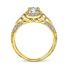 Abel - Unique 14K Yellow Gold Vintage Inspired Diamond Halo Engagement Ring - 0.3 ct