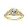 Abel - Unique 14K Yellow Gold Vintage Inspired Diamond Halo Engagement Ring - 0.3 ct