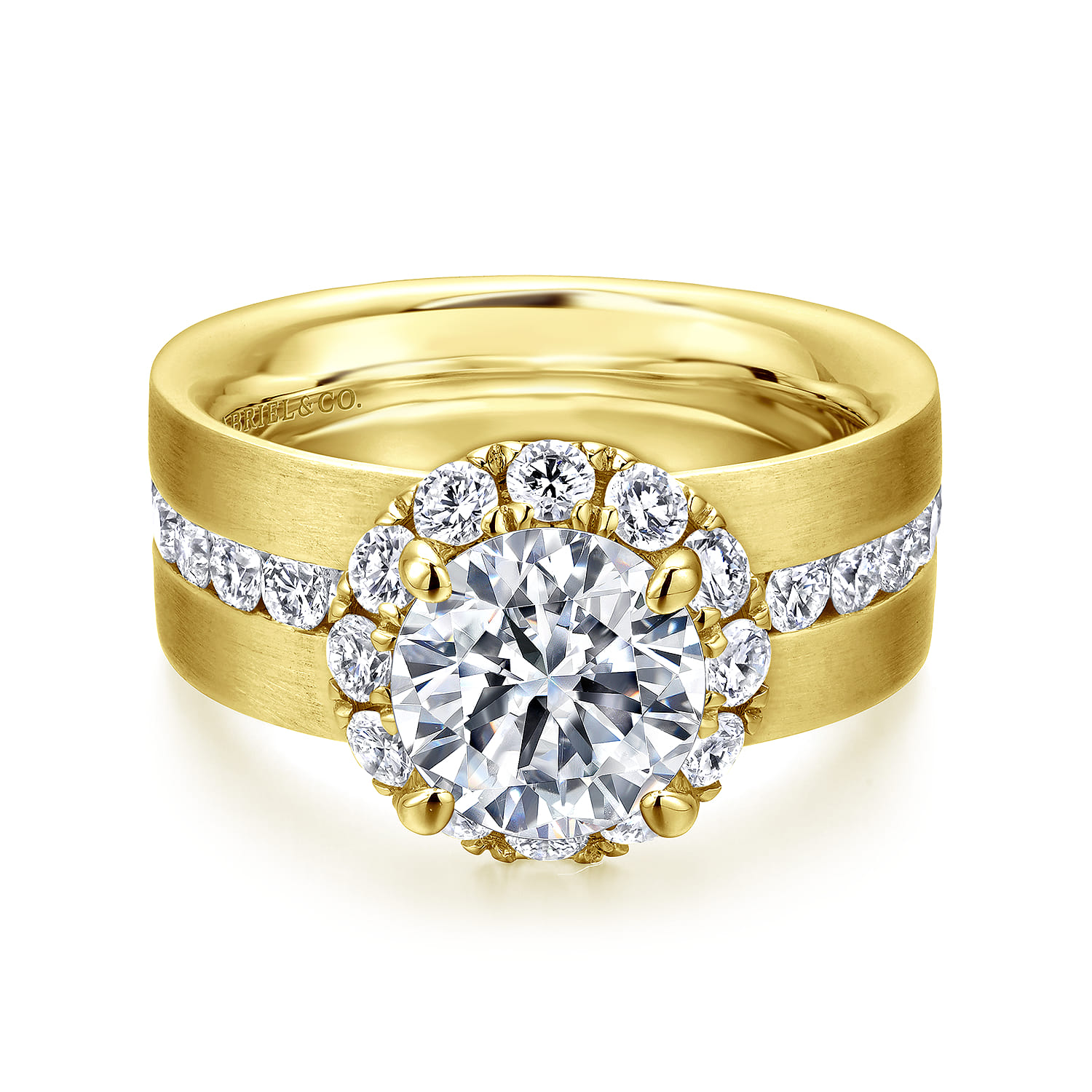 Virginia - 14K Yellow Gold Round Halo Diamond Engagement Ring - 1.19 ct - Shot 1