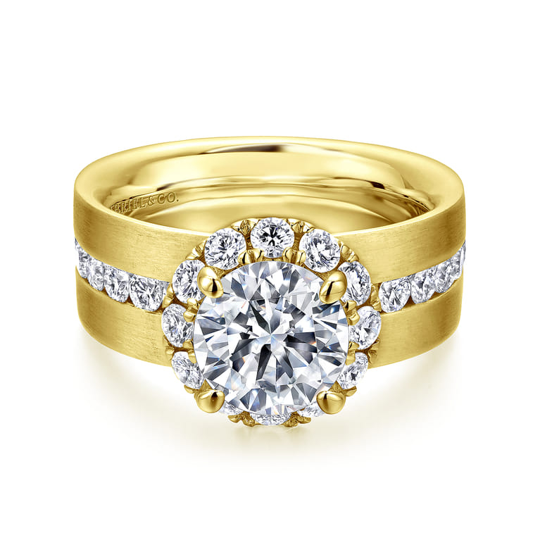 Virginia - 14K Yellow Gold Round Halo Diamond Engagement Ring - 1.19 ct - Shot 1