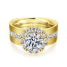 Virginia - 14K Yellow Gold Round Halo Diamond Engagement Ring - 1.19 ct