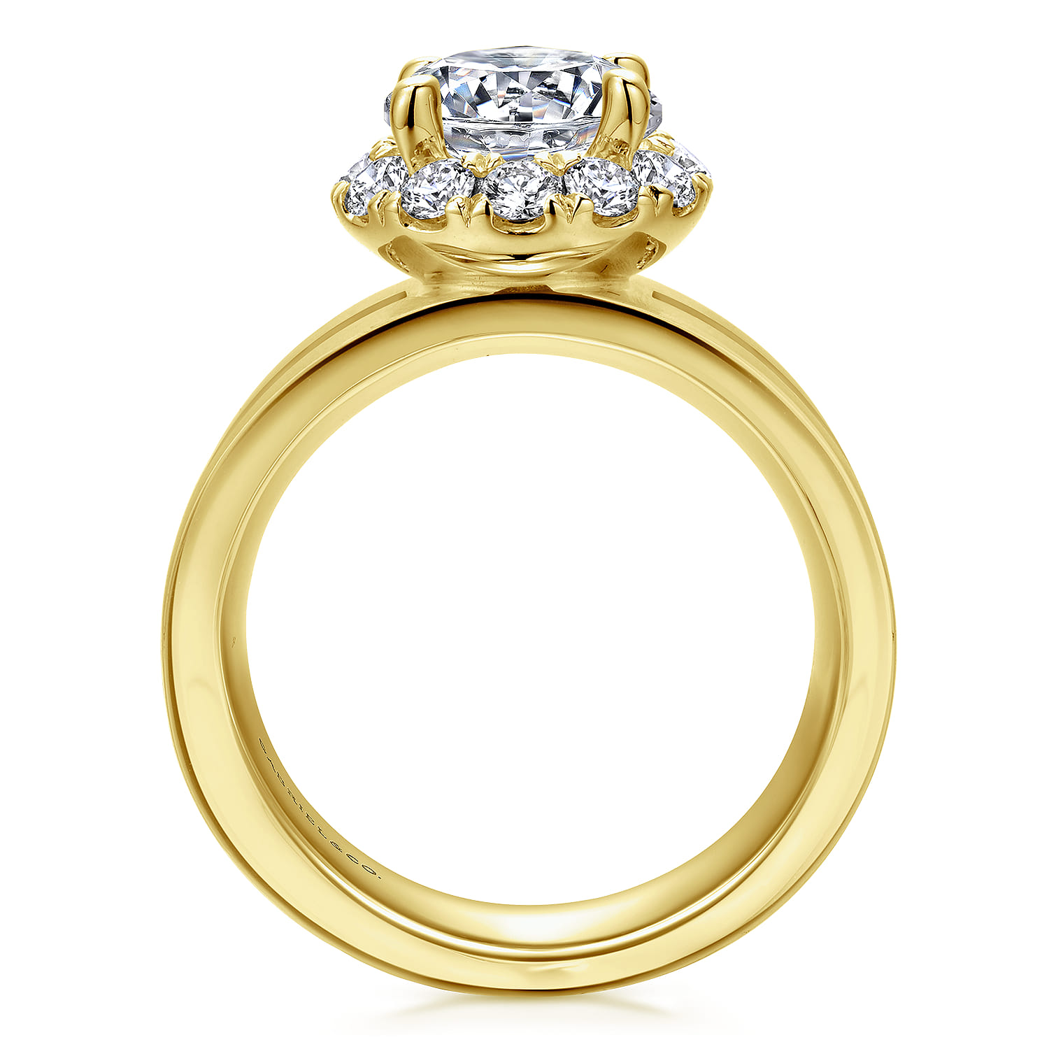 Virginia - 14K Yellow Gold Round Halo Diamond Engagement Ring - 1.19 ct - Shot 2