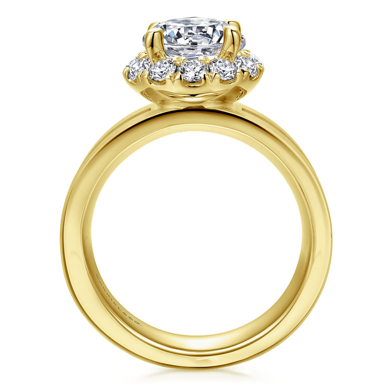 Virginia - 14K Yellow Gold Round Halo Diamond Engagement Ring - 1.19 ct - Shot 2