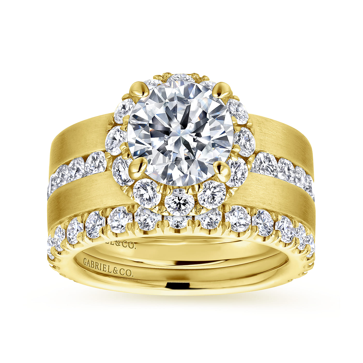 Virginia - 14K Yellow Gold Round Halo Diamond Engagement Ring - 1.19 ct - Shot 4