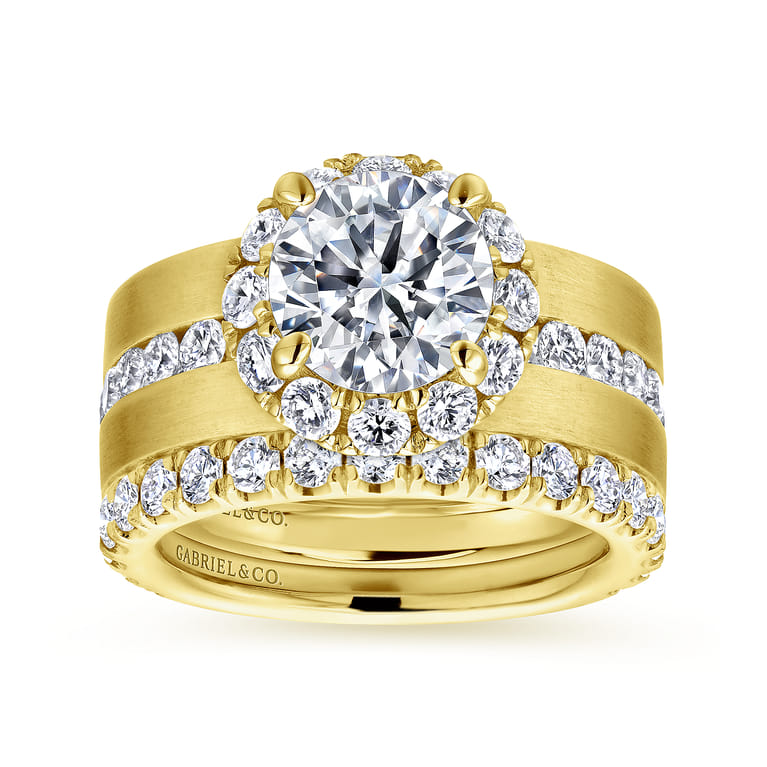 Virginia - 14K Yellow Gold Round Halo Diamond Engagement Ring - 1.19 ct - Shot 4