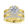 Virginia - 14K Yellow Gold Round Halo Diamond Engagement Ring - 1.19 ct
