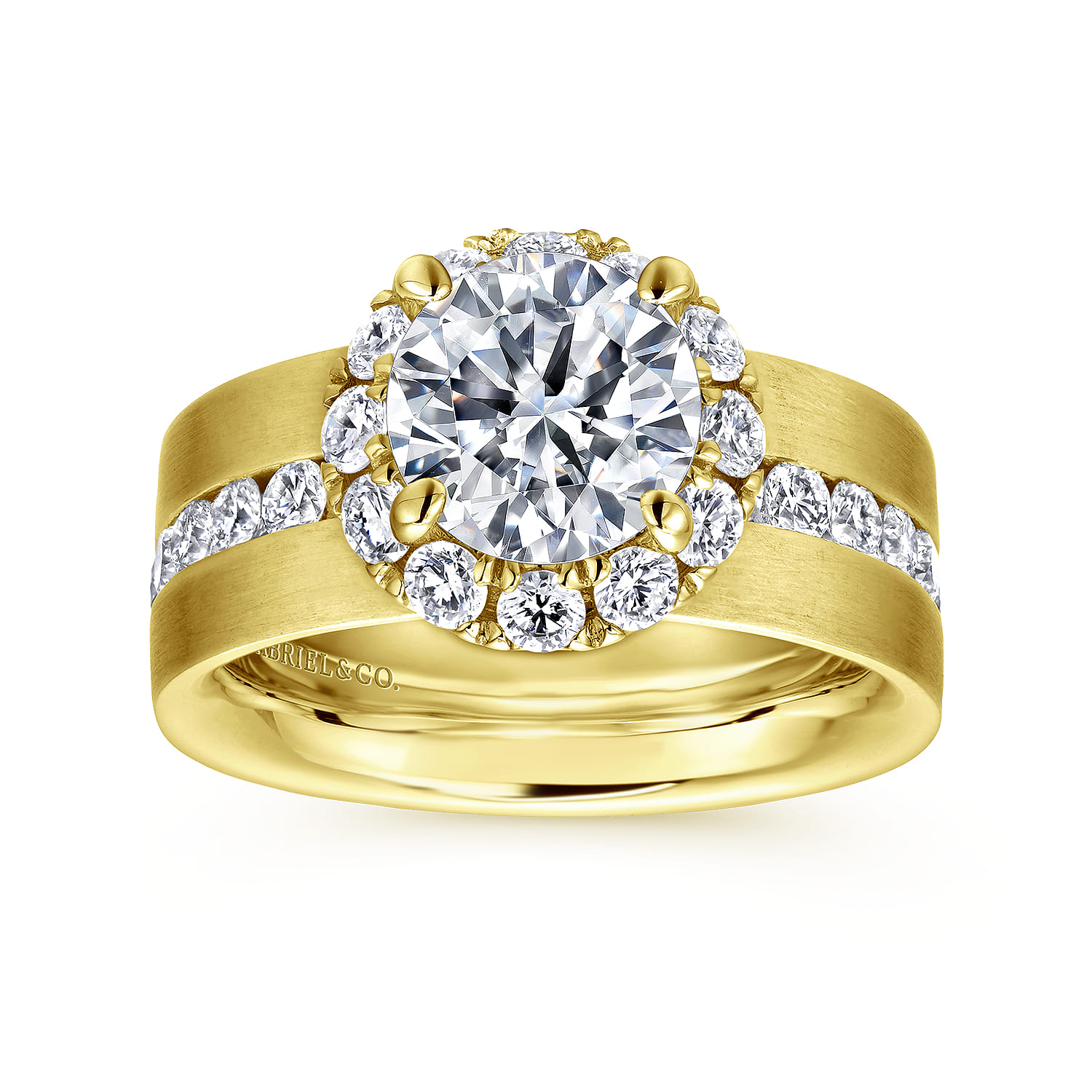 Virginia - 14K Yellow Gold Round Halo Diamond Engagement Ring - 1.19 ct - Shot 5
