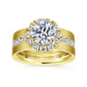 Virginia - 14K Yellow Gold Round Halo Diamond Engagement Ring - 1.19 ct