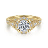 Annadale - Unique 14K Yellow Gold Vintage Inspired Diamond Halo Engagement Ring - 0.4 ct
