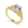 Annadale - Unique 14K Yellow Gold Vintage Inspired Diamond Halo Engagement Ring - 0.4 ct