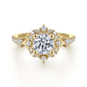 Veronique - Unique 14K Yellow Gold Vintage Inspired Halo Diamond Engagement Ring - 0.34 ct