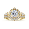 Veronique - Unique 14K Yellow Gold Vintage Inspired Halo Diamond Engagement Ring - 0.34 ct