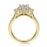 Astor - Unique 14K Yellow Gold Round Halo Diamond Engagement Ring - 1 ct