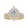 Astor - Unique 14K Yellow Gold Round Halo Diamond Engagement Ring - 1 ct