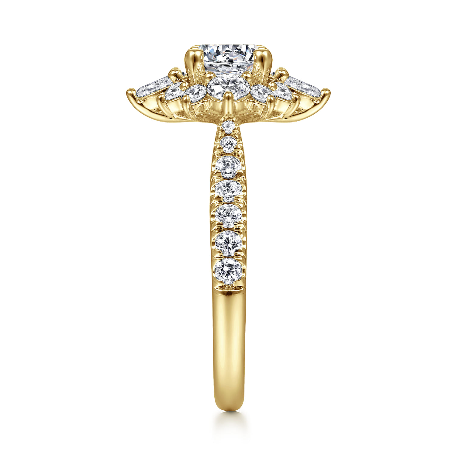 Astor - Unique 14K Yellow Gold Round Halo Diamond Engagement Ring - 1 ct - Shot 5