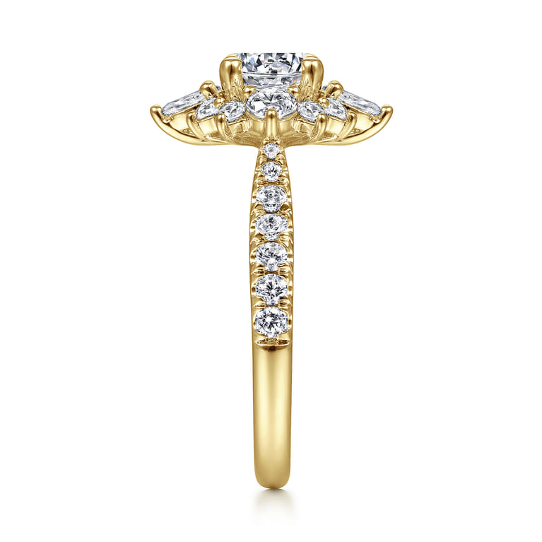 Astor - Unique 14K Yellow Gold Round Halo Diamond Engagement Ring - 1 ct - Shot 5