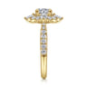 Astor - Unique 14K Yellow Gold Round Halo Diamond Engagement Ring - 1 ct