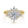 Emarie - 14K Yellow Gold Round Halo Diamond Engagement Ring - 0.65 ct