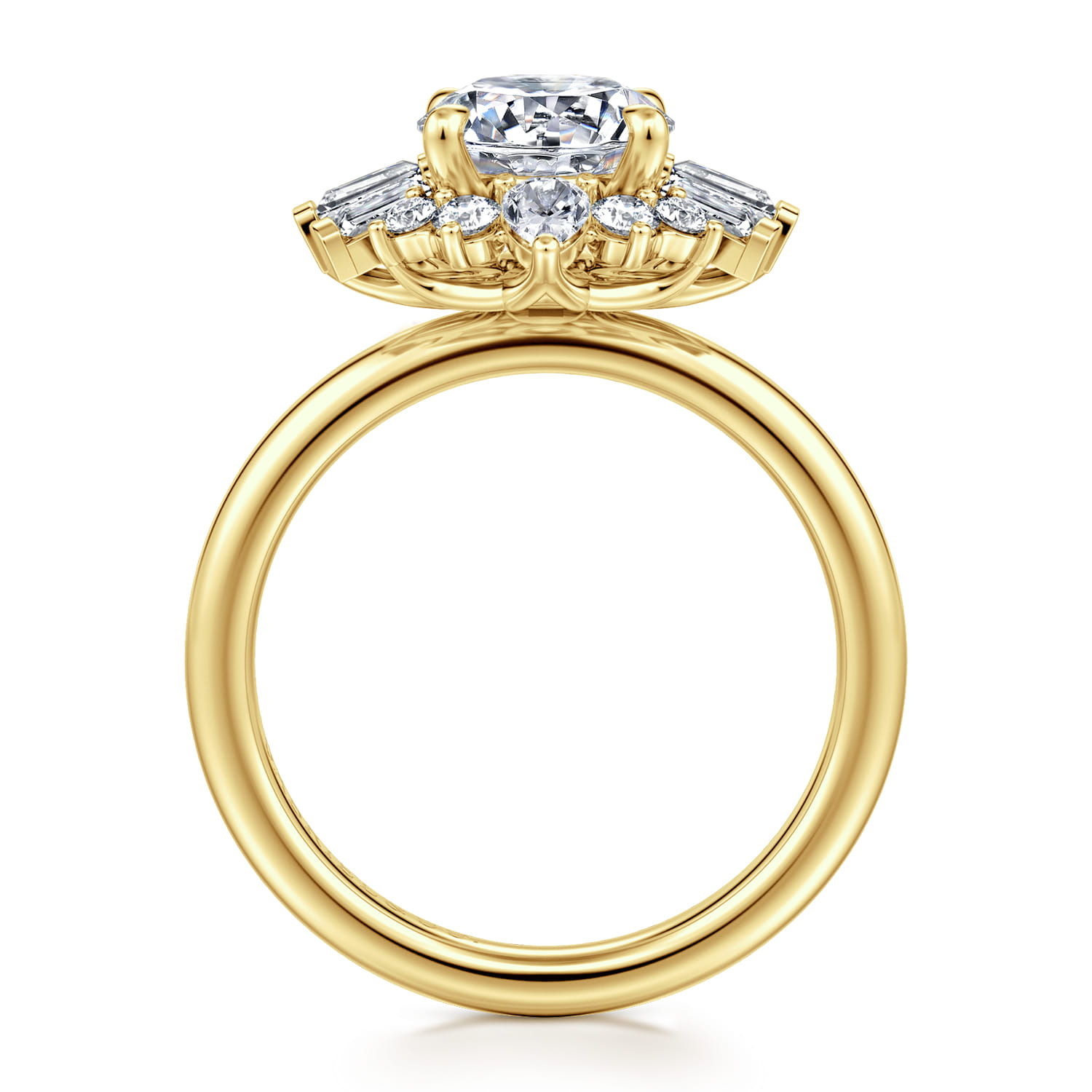 Emarie - 14K Yellow Gold Round Halo Diamond Engagement Ring - 0.65 ct - Shot 2